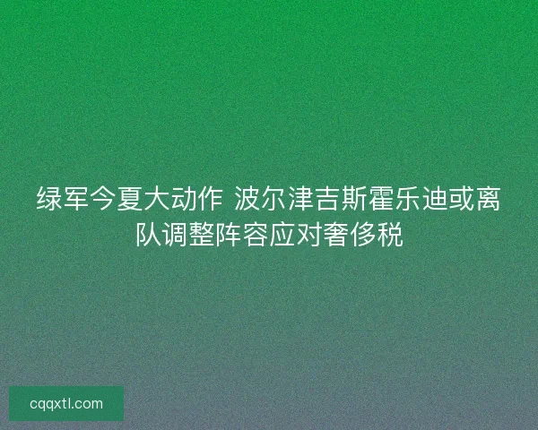 绿军今夏大动作 波尔津吉斯霍乐迪或离队调整阵容应对奢侈税