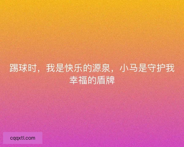 踢球时，我是快乐的源泉，小马是守护我幸福的盾牌