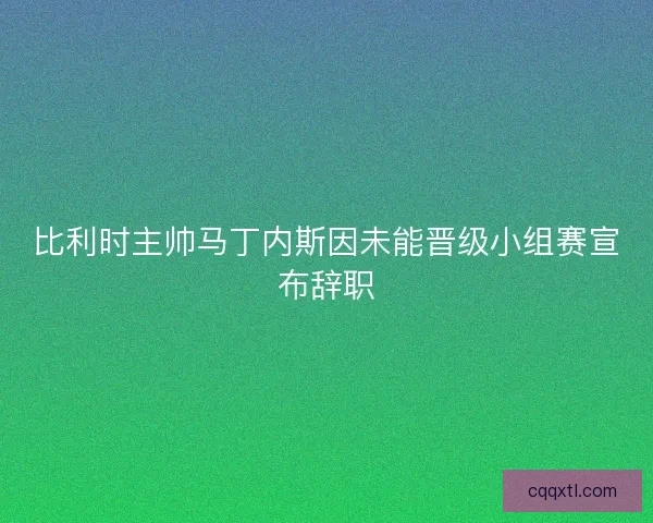 比利时主帅马丁内斯因未能晋级小组赛宣布辞职