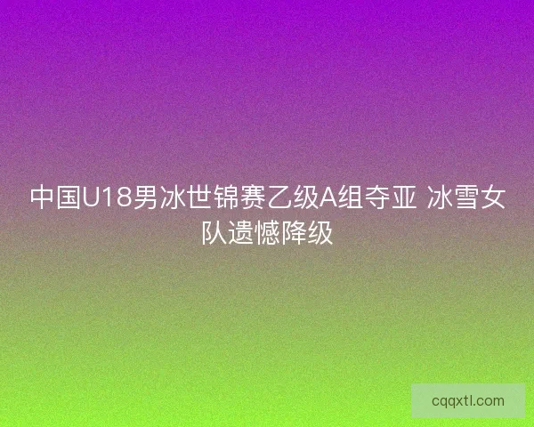 中国U18男冰世锦赛乙级A组夺亚 冰雪女队遗憾降级 中国U18男冰世锦赛乙级A组夺亚 冰雪女队遗憾降级
