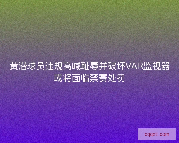 黄潜球员违规高喊耻辱并破坏VAR监视器或将面临禁赛处罚